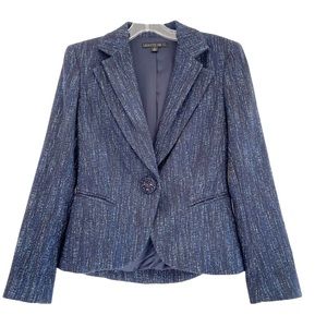 Lafayette 148 Blue Wool Blend Tweed Jacket 2